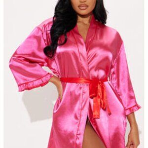Romantic Era Satin PJ Robe - Hot Pink